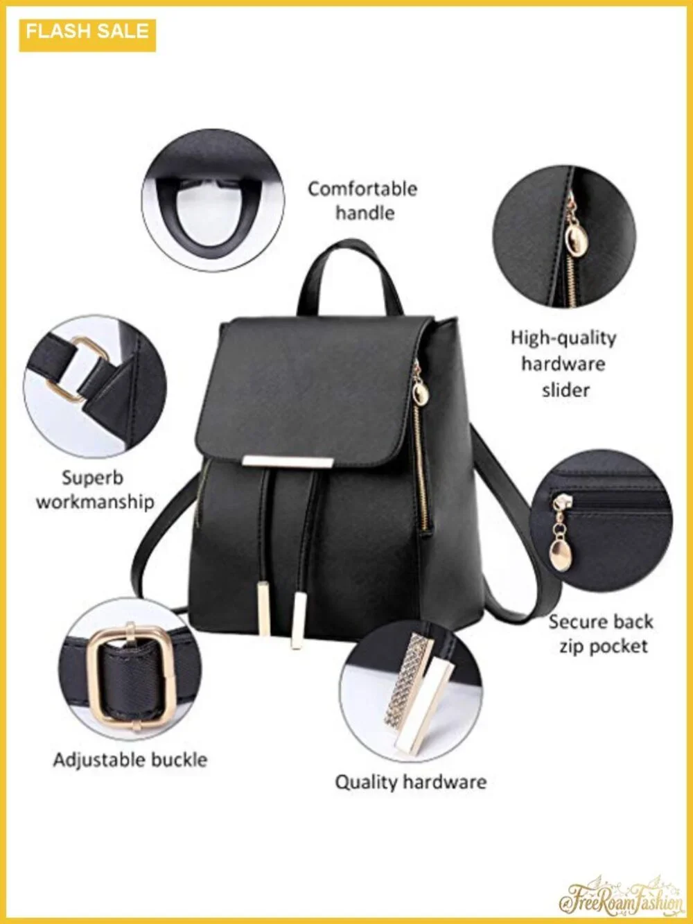 Faux Leather Backpack Purse Women Anti Theft Travel Daypack